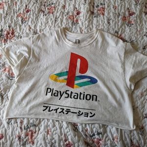 Raw hem Playstation logo crop top from Forever 21